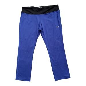 NIKE DRI FIT Womens Size Large Blue Black Cropped Yoga Workout Leggings Pants
